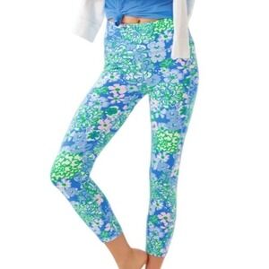 Lilly Pulitzer Luxletic Weekender High Rise Midi‎ Leggings  Sunwashed Blue M NWT